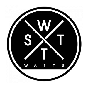 Logo rond, en noir et blanc du Watts festival